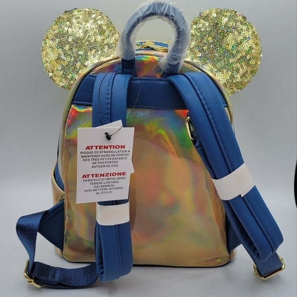 Loungefly Blue Earidescent Iridescent Disney World 50th Anniversary Backpack - Picture 4 of 7